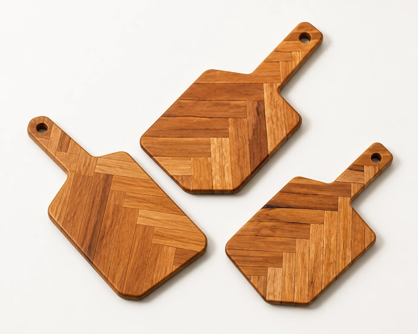 3-Piece Herringbone Handle Board Set in Acacia Wood, item HD-AC001 / HD-AC002 / HD-AC003
