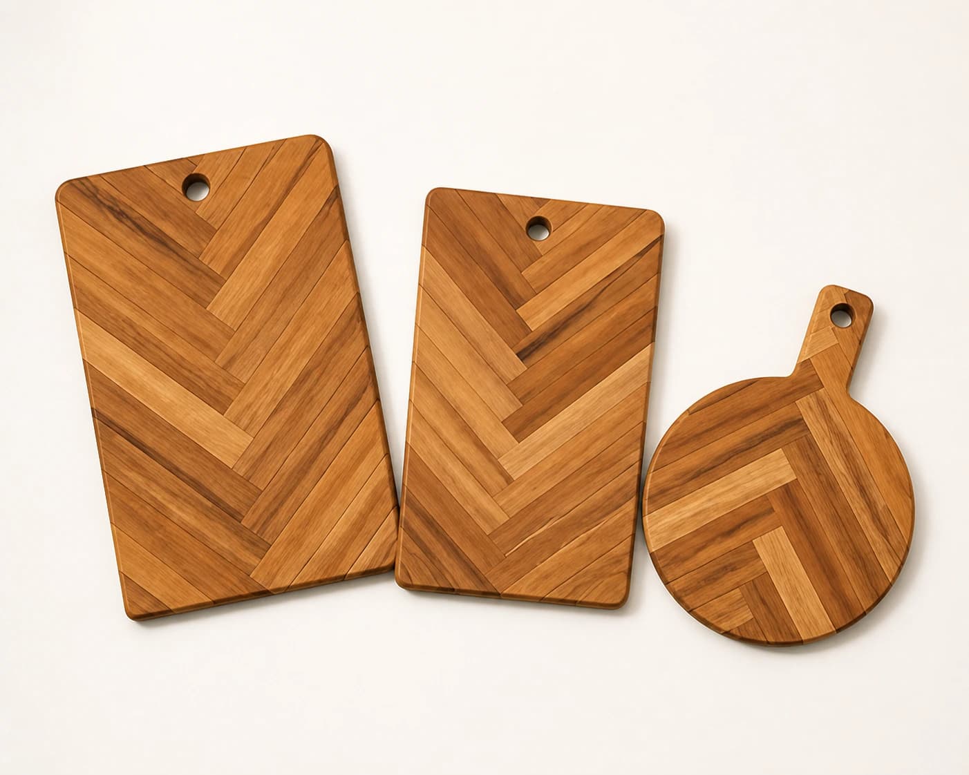 3-Piece Herringbone Mixed Serving Board Set in Acacia Wood, item HD-AC007 / HD-AC008 / HD-AC009