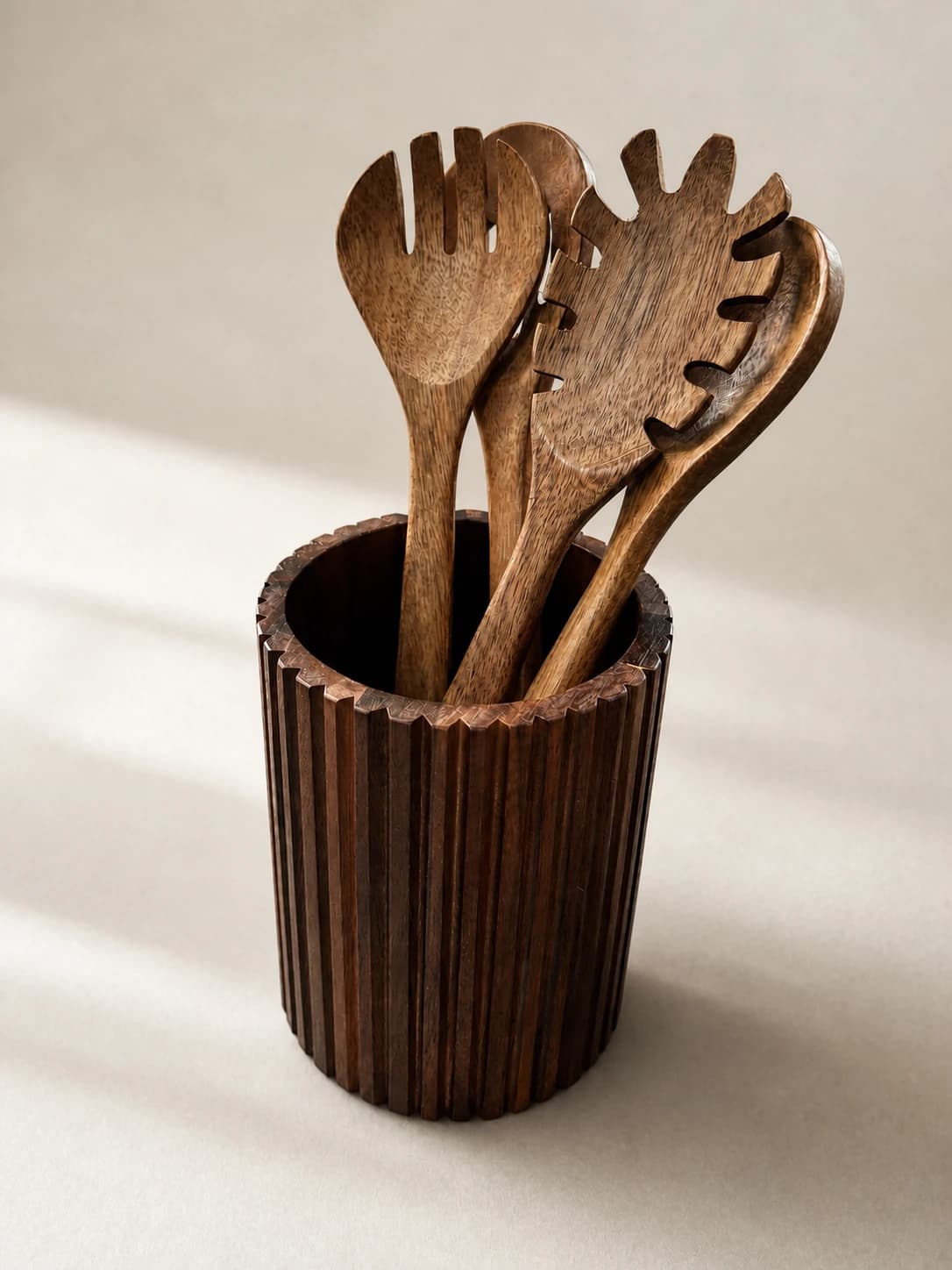 Wooden Utensil Holder Set in Acacia Wood, item HD-AC01