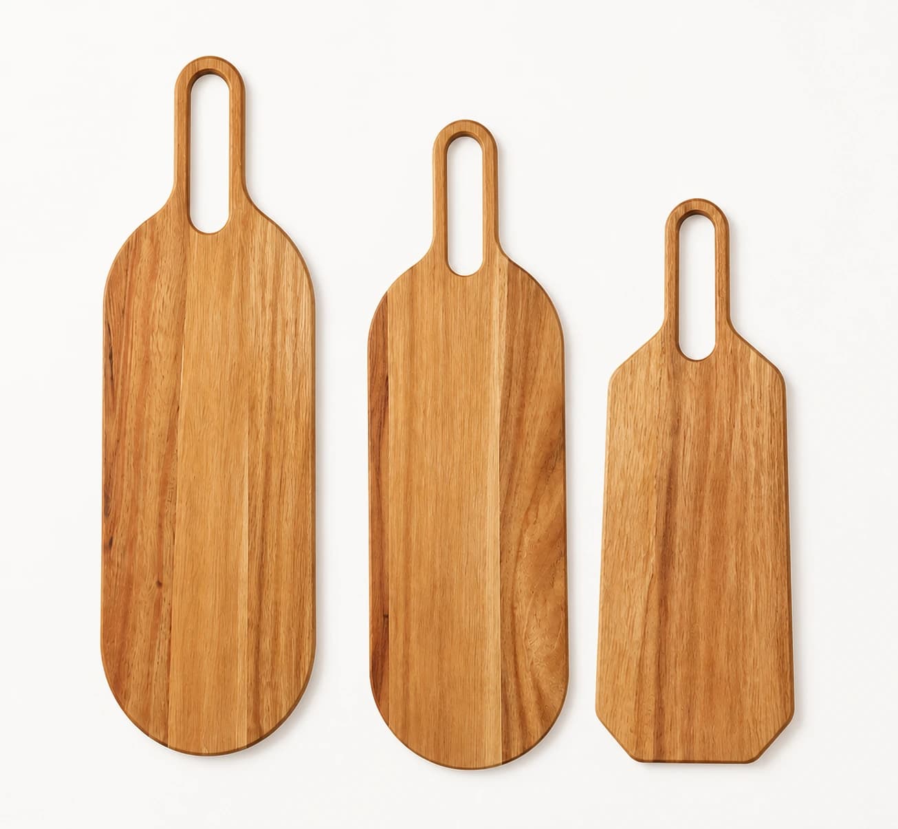 3-Piece Oval Hollow Handle Board Set in Acacia Wood, item HD-AC013 / HD-AC014 / HD-AC015