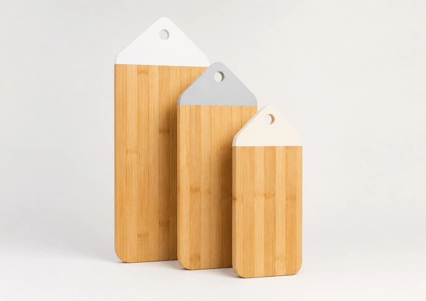 3-Piece Bamboo Cutting Board Set in Natural Bamboo, item HD-B020-A / HD-B020-B / HD-B020-C