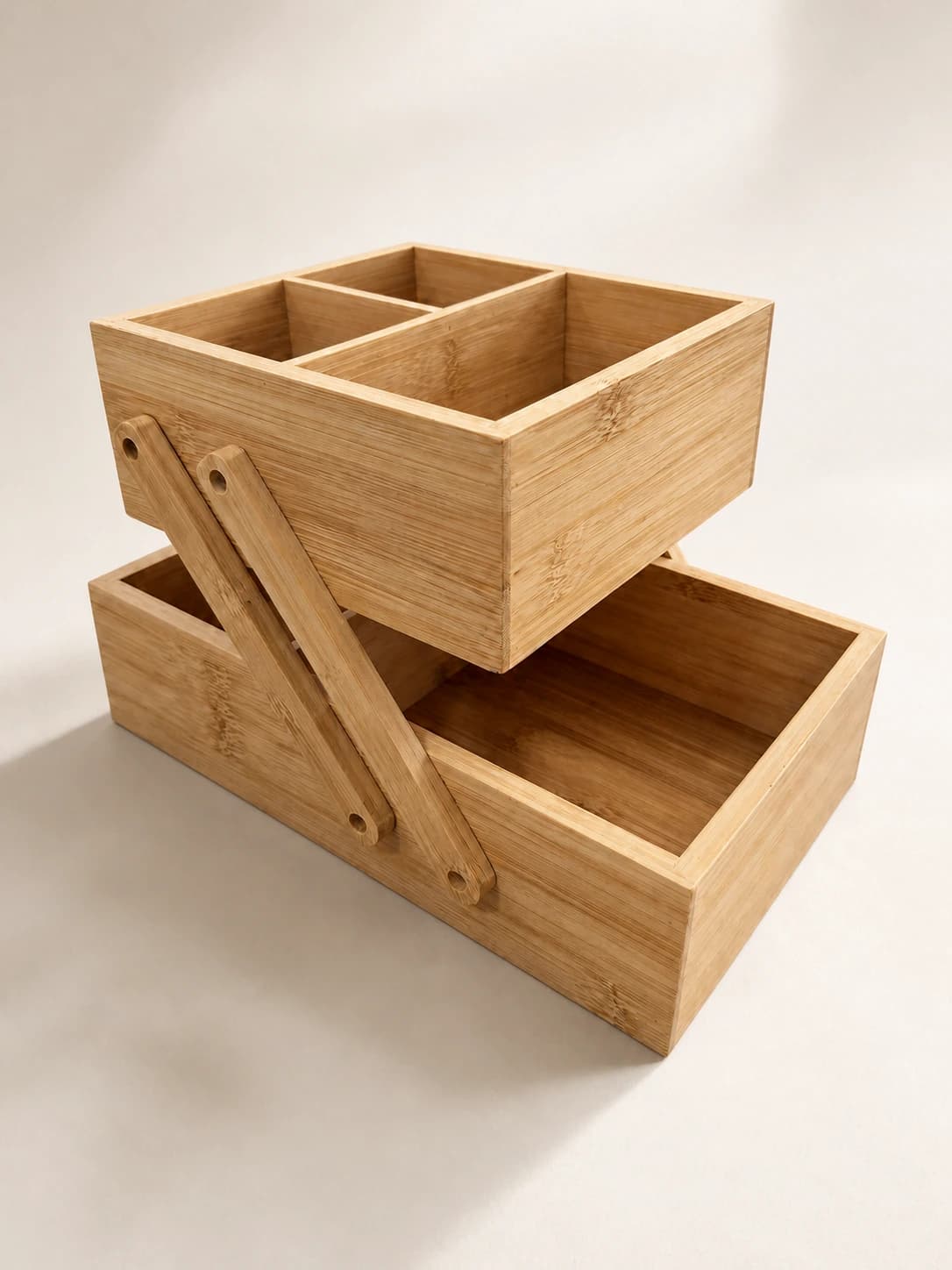 Two-Tier Cantilever Organizer in Natural Bamboo, item HD-BK01