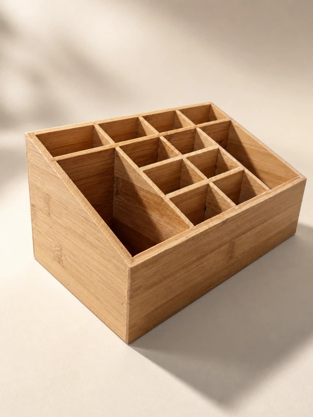 Multi-Compartment Desktop Organizer in Natural Bamboo, item HD-BK05