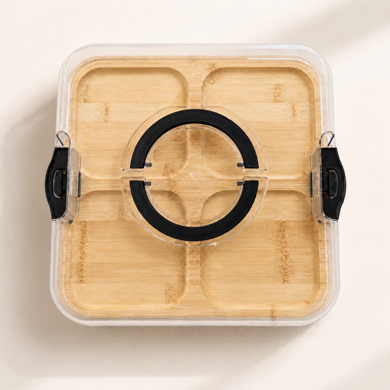 4-Compartment Food Container with Lid in Natural Bamboo, item HD-BK08
