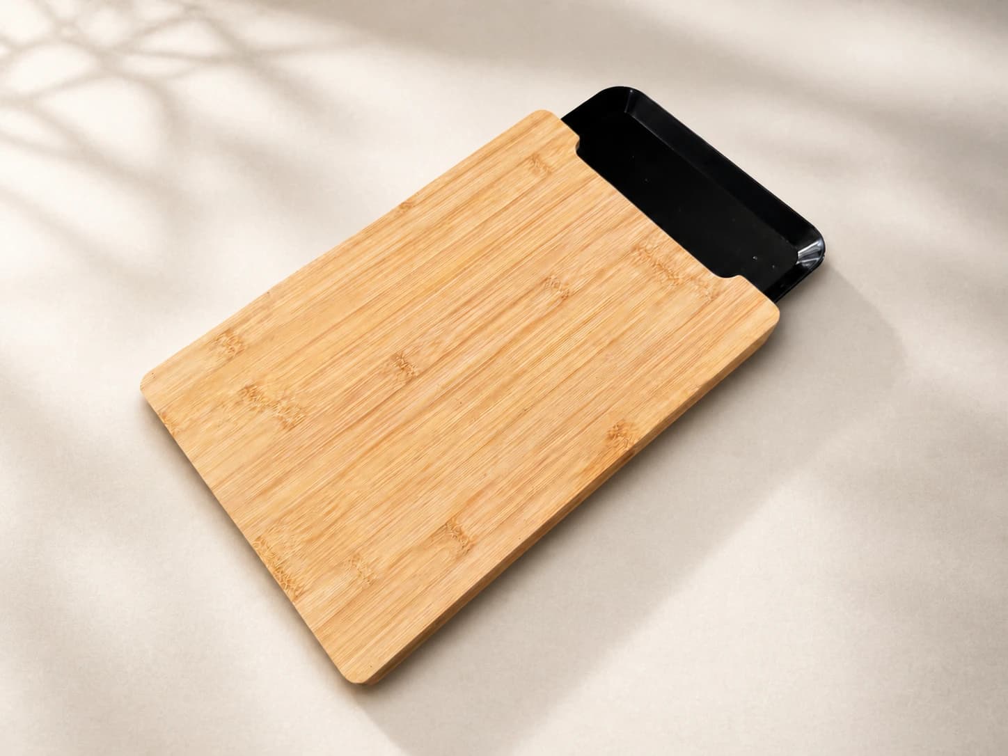 Cutting Board with Black Collection Tray in Natural Bamboo, item HD-BK09
