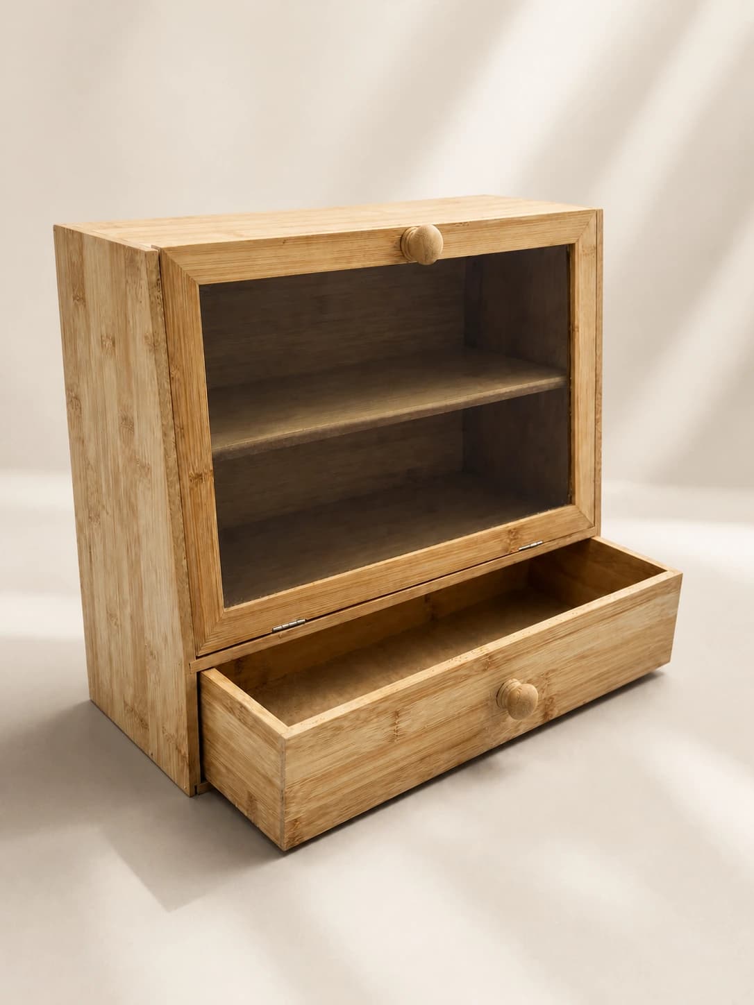 Display Box with Drawer in Natural Bamboo, item HD-BK12