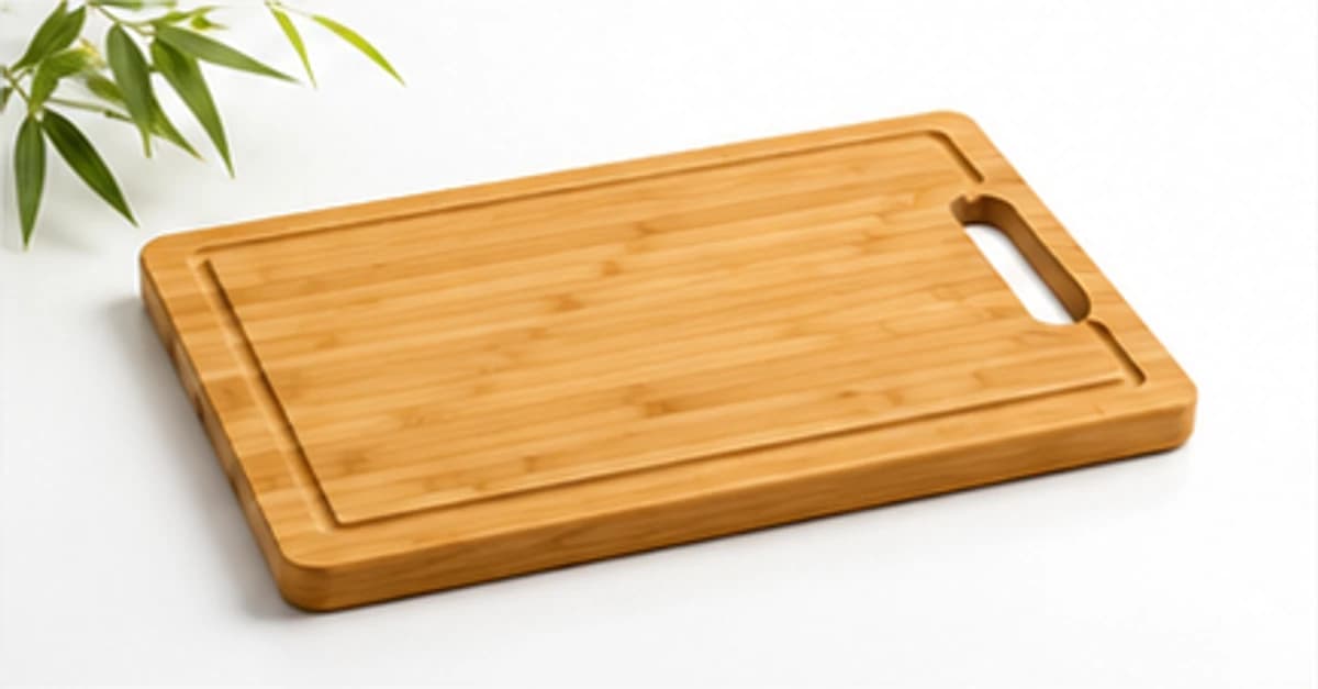 Bamboo cutting board with handle and juice groove