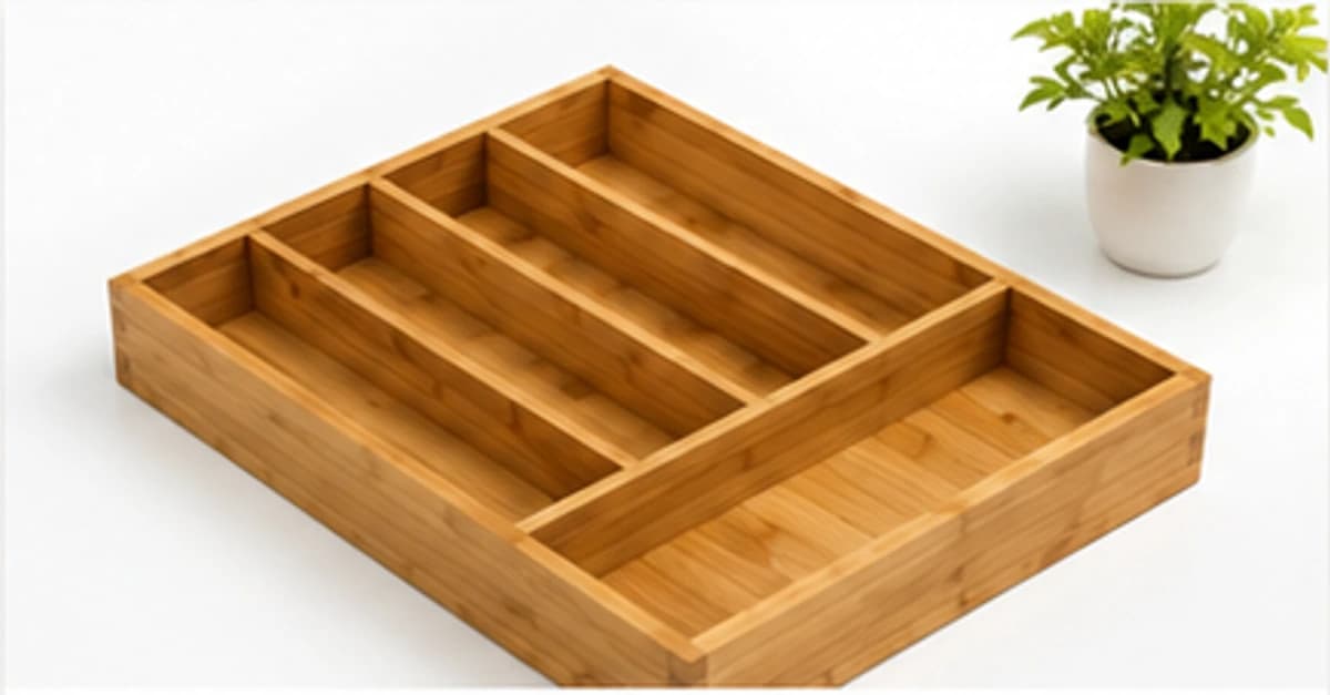 Bamboo cutlery drawer organizer