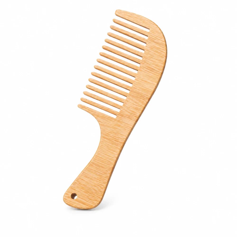 HD-BC02 Bamboo Handle Wide-Tooth Comb, 17 × 6 × 3 cm; handle width 2.5 cm