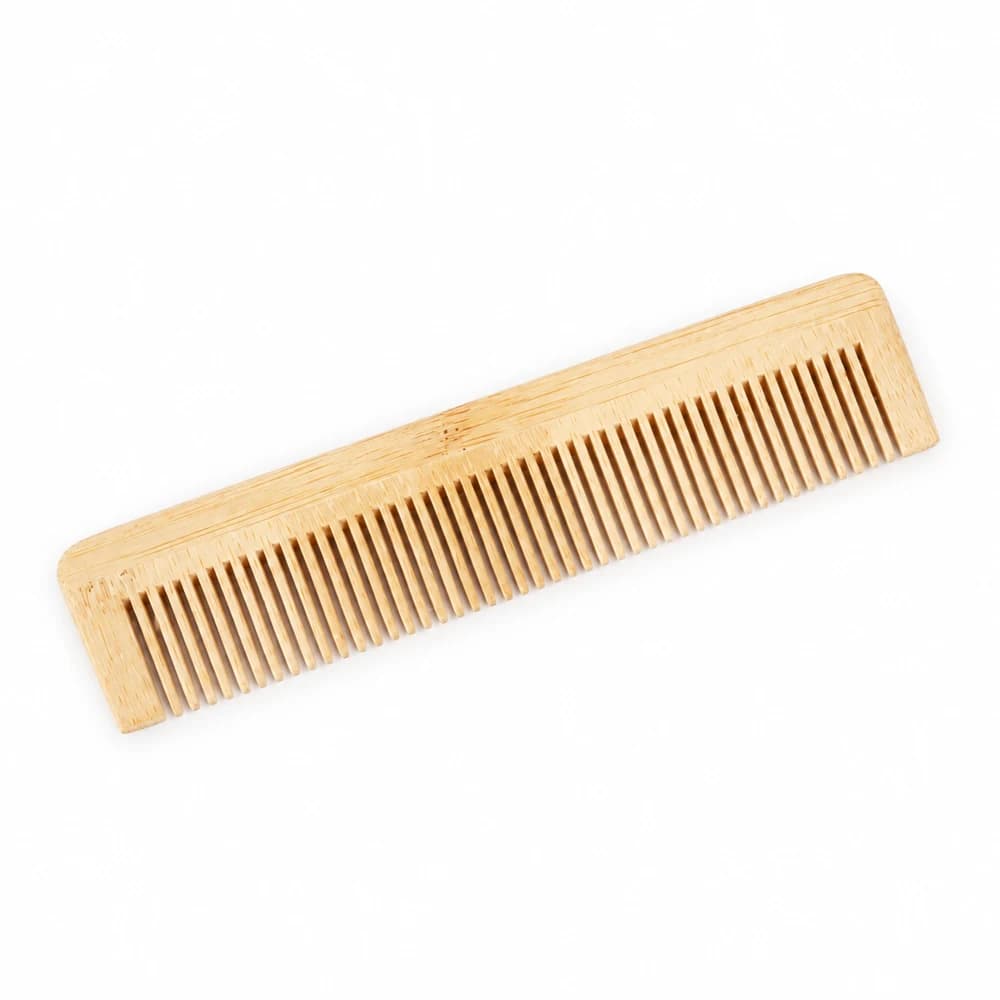 HD-BC04 Fine-Tooth Bamboo Pocket Comb, 13.5 × 3 × 0.7 cm