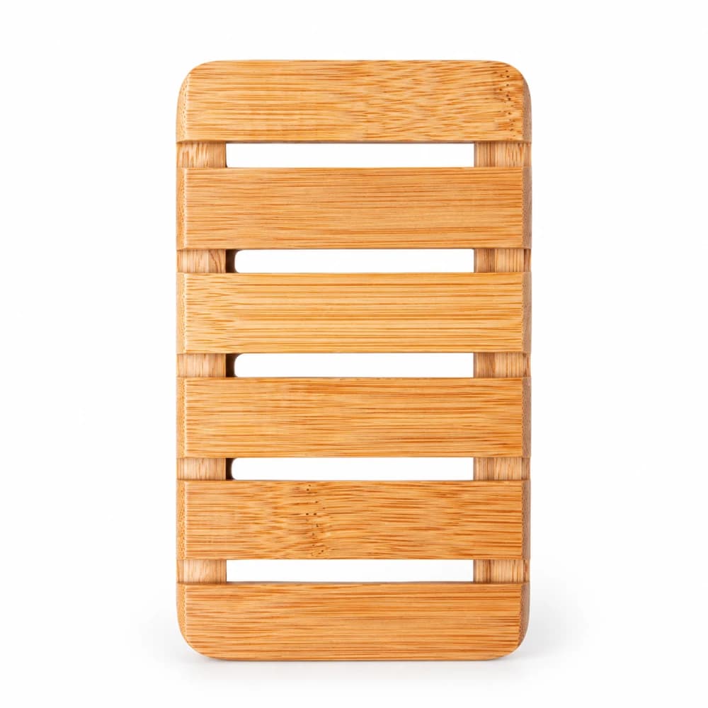 HD-BS02 Slatted Bamboo Soap Dish, 16.7 × 9.6 × 1.7 cm