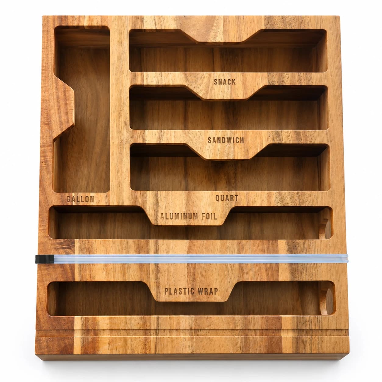 Acacia Wood Food Bag, Wrap & Foil Organizer in Acacia Wood, item HD-AKO02