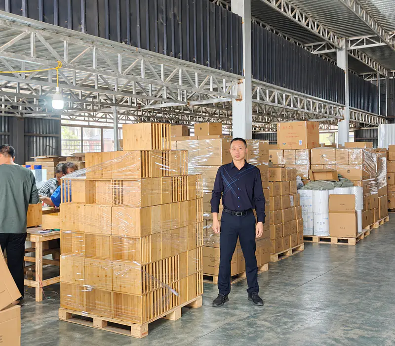 Packed goods and bamboo and wood products stored in HUADA's warehouse